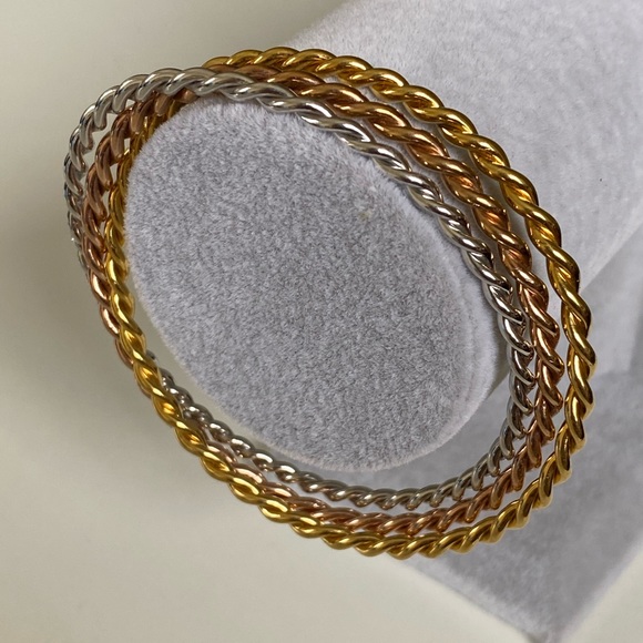 925 Silver handmade connected 3 twisted bangles - Picture 2 of 7